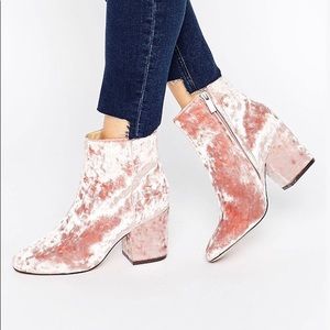 *NEW* ASOS Pink Velvet Heeled Boot Shoes